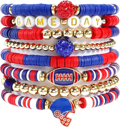 Miniatura 23 de Ardorchid Pulseras de Halloween para Mujeres Calabaza Fantasma Esqueleto Murciélago Calavera con Cuentas Apilables Elásticas Rugby Acción de Gracias