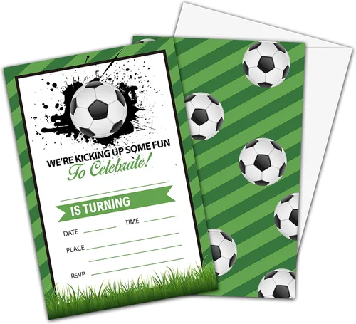 Miniatura 5 de Invitaciones de cumpleaños de fútbol, invitaciones de fiesta de cumpleaños deportivas para niños y niñas, tarjetas de invitación para fiestas