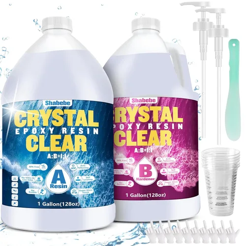 Kit de Resina Epoxi de 2 Galones, Resina Epoxi Transparente como el Cristal Mejorada Segura para Alimentos con Bomba, Autonivelante y Sin Burbujas