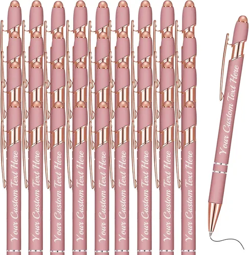 Miniatura 16 de Hasta 500 bolígrafos personalizados a granel con lápiz capacitivo, grabado, juego de bolígrafos con tu nombre, texto para mujeres de negocios