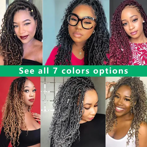 Miniatura 6 de Rastas sintéticas de cabello de ganchillo de 10 pulgadas, cabello de ganchillo Ombre Goddess Locs para mujer, trenzas de ganchillo suaves y rizadas