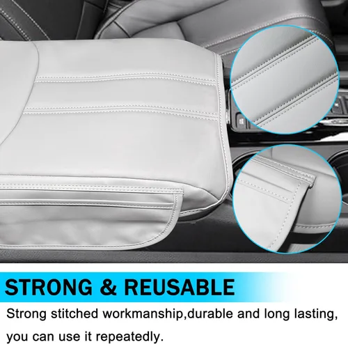 Miniatura 4 de Funda para reposabrazos para Honda Pilot 2023, 2024, 2025, 2026, funda de cuero antiarañazos, protector de reposabrazos de cuero antiarañazos, Gris