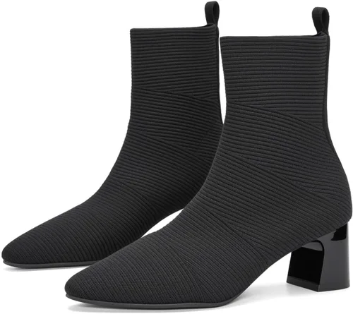 Women's Ankle Boots Comfortable Pointed Toe Breathable Sock Knit Low Heel Fall Work Office Booties