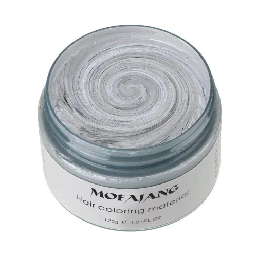 NYKKOLA Cera unisex para el cabello, tinte de color crema para peinar, pomada de peinado natural, lavable temporal, fiesta cosplay (gris mate ceniza)