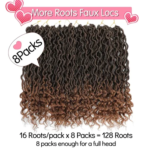 Miniatura 4 de Karida Rastas de cabello sintético de ganchillo de 18 pulgadas, 8 paquetes de cabello de ganchillo preanudado de diosa, rastas sintéticas onduladas