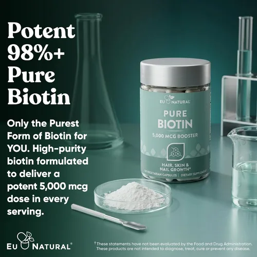 Miniatura 4 de Suplemento Biotin 0.00017 oz, 120 cápsulas vegetarianas (para el crecimiento del cabello, piel y uñas)