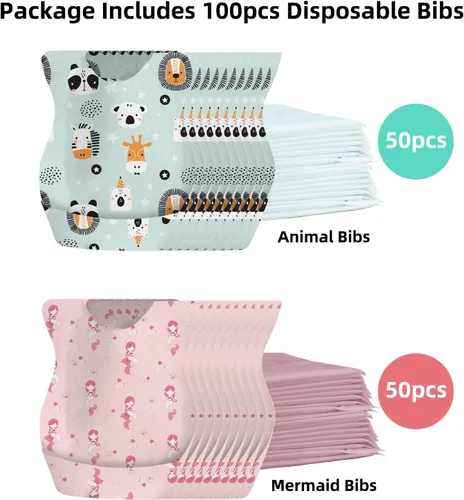 Miniatura 2 de Baby Disposable Bibs 100 pcs -Self feeding Food Crumb Catcher