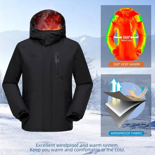 Miniatura 3 de GOLDEN CAMEL Men's Winter Jacket Windproof Ski Snow Jacket Waterproof Thicken Parka Rain Jacket Warm Puffer Coat