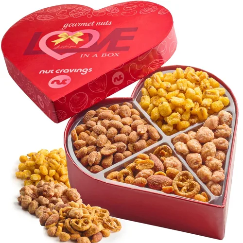 Miniatura 62 de Canasta de regalo con frutos secos para Navidad y festividades + cinta verde (juego de 7 piezas, 2.2 libras), bandeja preparada de alimentos