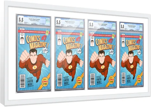 Miniatura 54 de Marco de cómic con paspartú para 8 CGC, CBCS o PGX Graded Comics - Marco de cómic blanco para cómics de 8.125 x 13 pulgadas Marco blanco