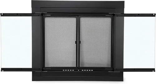 Miniatura 3 de Stanbroil Puerta estilo gabinete de cristal para chimenea, acabado negro, mediano, puerta de pantalla decorativa para chimenea accesorios