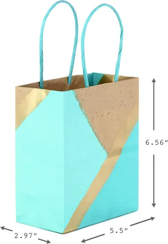 Miniatura 3 de Hallmark Bolsas de regalo pequeñas de papel de 6 pulgadas (paquete de 8 unidades, papel kraft, turquesa y menta) para Navidad, cumpleaños, bodas