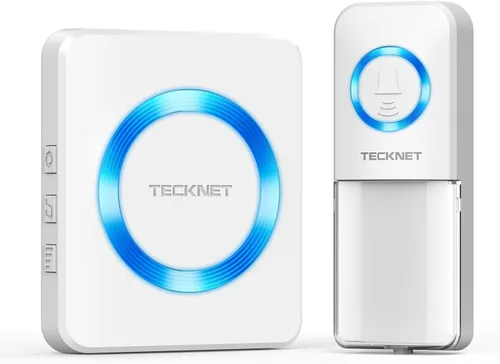 Miniatura 8 de TECKNET Timbre inalámbrico, timbre de puerta de 0 a 120 dB, timbre enchufable de 1300 pies, timbre de aula impermeable IP65, 60 timbres y 5 niveles