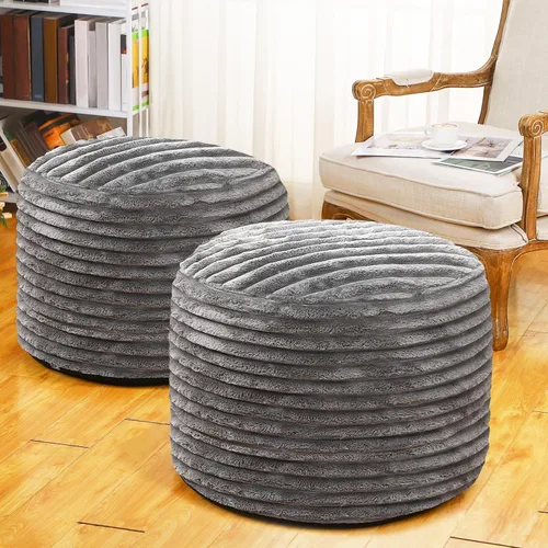 Miniatura 9 de Teenyyou 2 Piezas Funda de Puf Sin Relleno de 20 x 15 Pulgadas Reposapiés Otomán - Sin Relleno, Piel Sintética de Conejo Taburete Reposapiés Puf