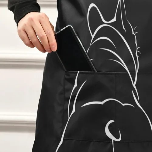 Miniatura 5 de ALAZA Bulldog - Delantal negro para cachorros franceses para hombres y mujeres, chef con bolsillos para cocina, barbacoa, regalos de trabajo, correa