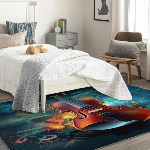 Miniatura 2 de Alfombras lavables para entrada, sala de estar, dormitorio, alfombra de guitarra y decoración del hogar, alfombra de área musical de 2 x 3 pulgadas
