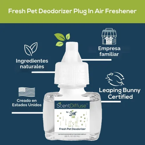 Miniatura 2 de ScentDiffuse - Kit de iniciación desodorizante para olores de mascotas, 2 recambios + difusor