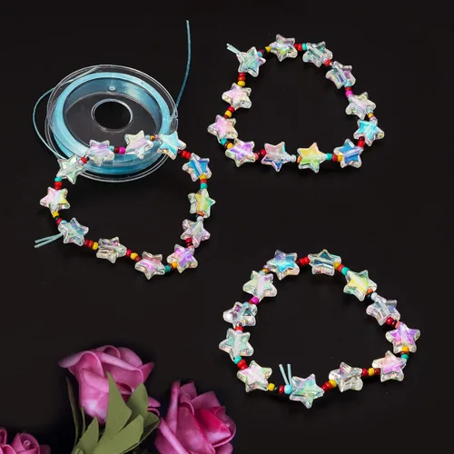 Miniatura 7 de OIIKI 400 cuentas acrílicas en forma de estrella, transparente de 0.394 pulgadas para manualidades, joyería, collares, pulseras
