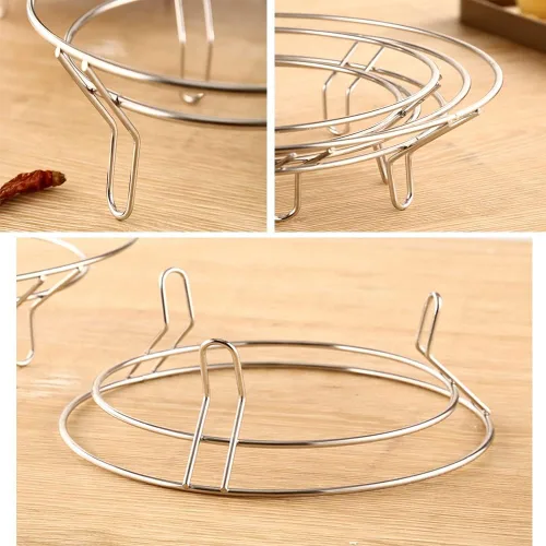 Miniatura 5 de Paquete de 2 soportes para sartén wok, sartenes calientes, estante de alambre, base de vapor, soporte para servir, soporte de fondo redondo, soporte