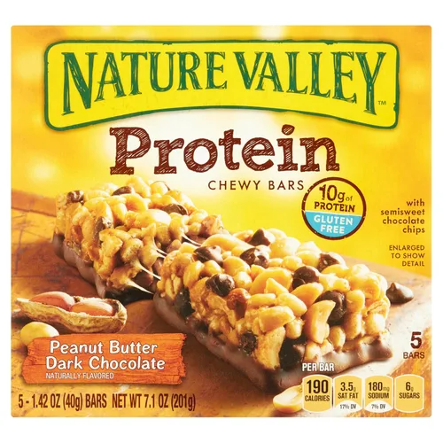 Miniatura 2 de Nature Valley Barras masticables de proteínas, mantequilla de maní, chocolate oscuro, 5 barras (paquete de 3)