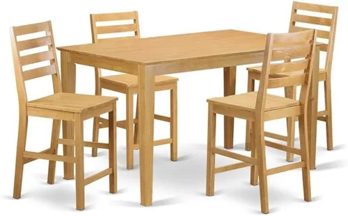 Miniatura 8 de East West Furniture CACF5H-OAK-C - Juego de comedor de 5 piezas de altura de mostrador, incluye una mesa de cocina rectangular y 4 sillas de comedor