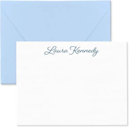 Juego de tarjetas y sobres personalizados con nombre en letra cursiva para mujeres, personalizado con nombre en letra cursiva, elija colores de