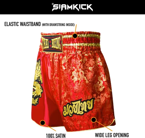 Miniatura 5 de SIAMKICK Pantalones cortos retro de Muay Thai para hombres y mujeres, boxeo, kickboxing, alto grado, MMA, ropa de entrenamiento