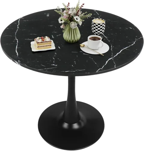 Miniatura 9 de Mesa de comedor redonda de tulipán blanco de 27.5 pulgadas para espacio pequeño, mesa de cocina moderna con base de pedestal para 2-4 personas