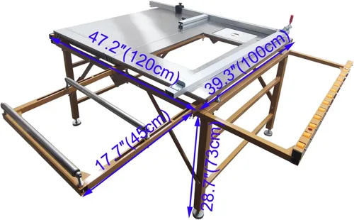Miniatura 5 de Sierra de mesa con soporte para cortar madera con altura de hoja ajustable para fabricación de muebles, carpintería plegada y corte diagonal de 45°