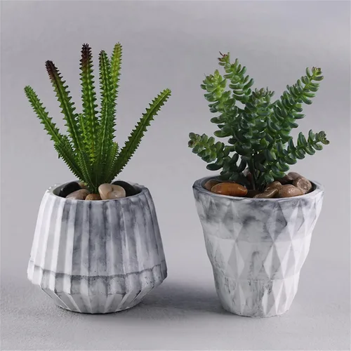 Miniatura 4 de Molde de silicona con diseño de rayas verticales de boca ancha para suculentas, jarrón de cactus para hormigón, resina epoxi, soporte