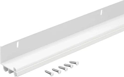 Miniatura 7 de M-D Building Products 43816 - Sello adhesivo para puerta en forma de L, de 36 pulgadas, de vinilo blanco, con tornillos