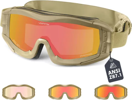 Miniatura 8 de Airsoft - Gafas de seguridad antivaho con certificación ANSI Z87.1, resistentes a los impactos, gafas de tiro tácticas Lente de doble capa P1