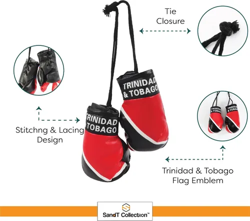 Miniatura 4 de SandT Collection Guantes de boxeo pequeños con bandera del país - Guantes de boxeo para colgar Trinidad y Tabago