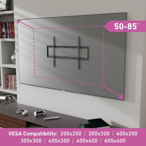 Miniatura 2 de D-Line Soporte de pared para televisores de 50 a 85 pulgadas, perfil ultra bajo, soporte delgado y plano para TV de pared, VESA 7.874 x 7.874 in
