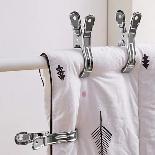 Miniatura 6 de Pinzas grandes de metal resistente, 6 paquetes de pinzas de acero inoxidable, clips de toalla para silla de playa grandes, abrazadera para edredón