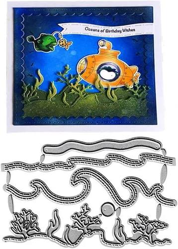 Miniatura 10 de Troqueles de corte de coral de algas marinas, caracolas de estrella de mar de mar, plantillas de metal en relieve para tarjetas de álbumes