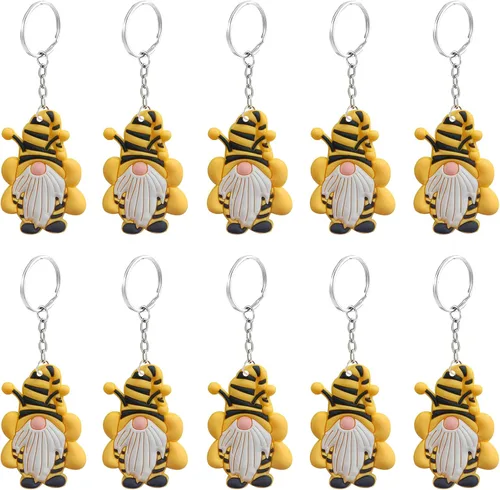 20 llaveros amarillos con forma de abejorro, gnomo de abejorro, adorno para decoración de fiesta de baby shower con temática de abeja, regalos de