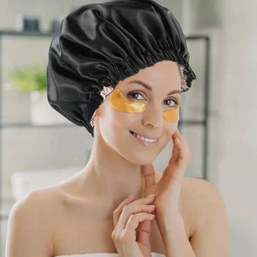 Miniatura 5 de Gorro de satén de seda para dormir, gorra grande ajustable de satén de seda para el cabello