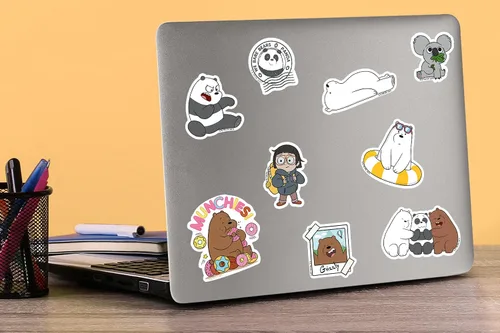 Miniatura 5 de We Bare Bears - Paquete variado de 100 calcomanías de vinilo grandes de lujo, calcomanías de dibujos animados troqueladas para laptop, botella