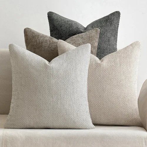 Miniatura 12 de MIULEE Paquete de 4 fundas de almohada para sofá, 16 x 16 pulgadas, fundas de almohada decorativas de felpilla suave color crema, fundas de cojín