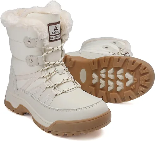 AZBZCZ Botas de nieve de invierno para mujer, impermeables, antideslizantes, con forro de piel fría, zapatos cómodos