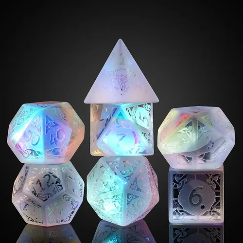 Miniatura 18 de UDIXI Juego de dados de piedras preciosas de amatista, dados DND de piedra de cristal D&D con estuche de regalo para juegos de rol y juegos de mesa