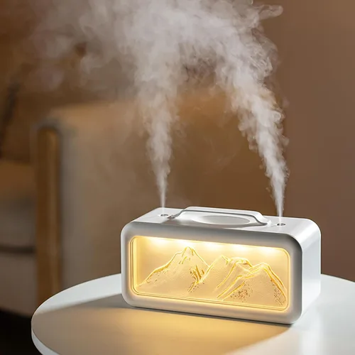 Humidificador de doble pulverización, 20.3 fl oz, pequeño humidificador silencioso de niebla fría para plantas, dormitorio, oficina, hogar, Blanco
