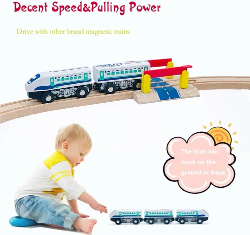 Miniatura 6 de Set de Accesorios de Pista de Tren de Madera de Bala de Alta Velocidad, Juguetes de Tren de Ciudad Compatibles con Pista de Tren de Madera