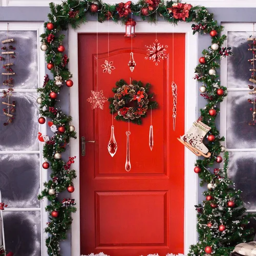Miniatura 5 de FEPITO Juego de 50 piezas de carámbanos acrílicos para decoración navideña, carámbanos colgantes, carámbanos de Navidad, copos de nieve