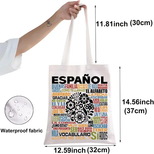 Miniatura 2 de Bolsa de lona en español Regalo para profesor de español, regalo en español, bolsa de hombro para mamá española