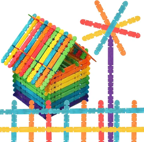 Miniatura 7 de 1200 palitos de madera de diente de sierra coloridos, palos de madera de diente de sierra de arco iris de 4.5 pulgadas, palitos de paletas