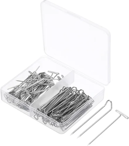 PATIKIL Juego de alfileres de costura, 100 piezas de pasadores de acero inoxidable con pasador en T de 1.5 pulgadas y pasadores en U de 1.5 pulgadas