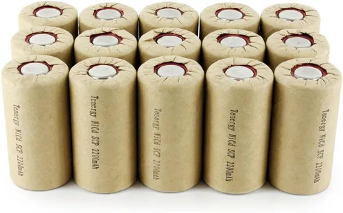 Tenergy 1.2V NiCd SubC 2200mAh batería recargable envuelta en papel superior plana - 15 unidades