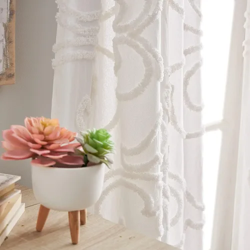 Miniatura 5 de Peri Home Gates - Cortina de felpilla copetuda con bolsillo para barra, par de paneles de 84 pulgadas, color blanco